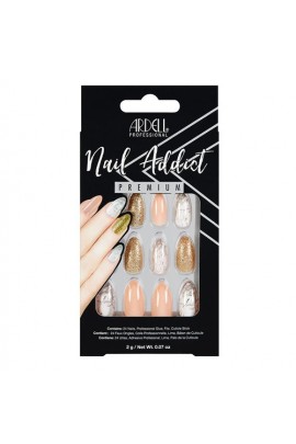 Ardell Nail Addict - Premium Artificial Nail Set - Pink Marble & Gold