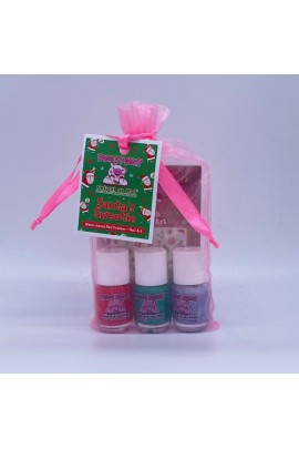 Piggy Paint - Santas Sweetie Set - 3 Nail Polish Mini Set w/ 3D Stickers - 0.25oz/7.4ml Each