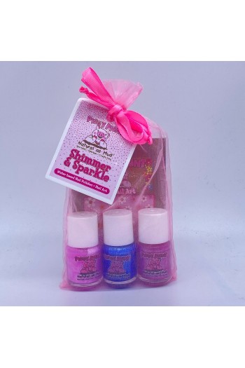 Piggy Paint - Shimmer & Sparkle Set - 3 Nail Polish Mini Set w/ 3D Stickers - 0.25oz/7.4ml Each