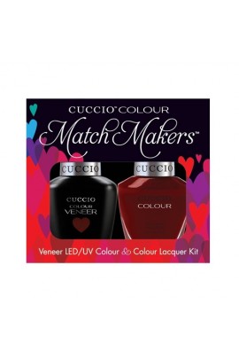 Cuccio Match Makers - Veneer LED/UV Colour & Colour Lacquer - Red Eye To Shanghai - 0.43oz / 13ml each