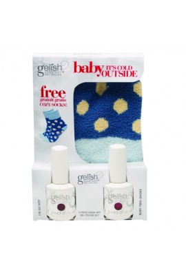Nail Harmony Gelish - Red Matters Collection - Baby It's Cold Outside 2pc Set With FREE Cozy Socks! - 15ml / 0.5oz Each