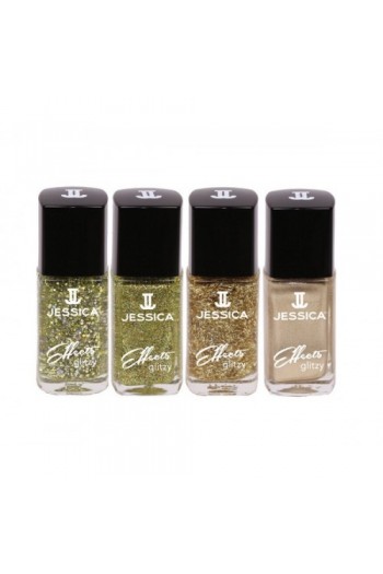 Jessica Effects Glitzy Glitter Nail Polish - Go For The Gold Collection PRO - 0.4oz / 12ml Each
