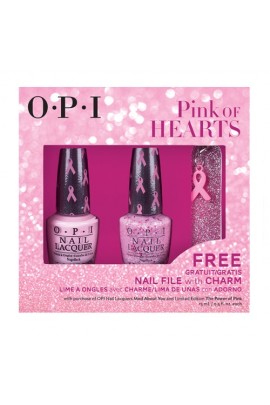 OPI Nail Lacquer - Pink of Hearts 2014 w/ FREE Nail File & Pink Ribbon Charm