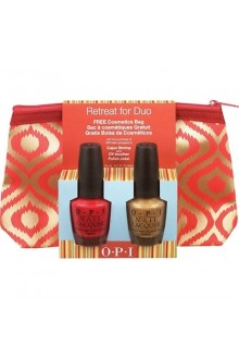 OPI Nail Lacquer - Retreat for Duo w/ FREE Cosmetics Bag - 0.5oz / 15ml each